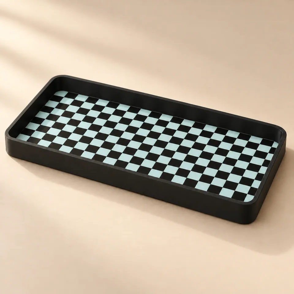 Siyah-Okyanus renklerinde damalı 3D baskı mini tepsi