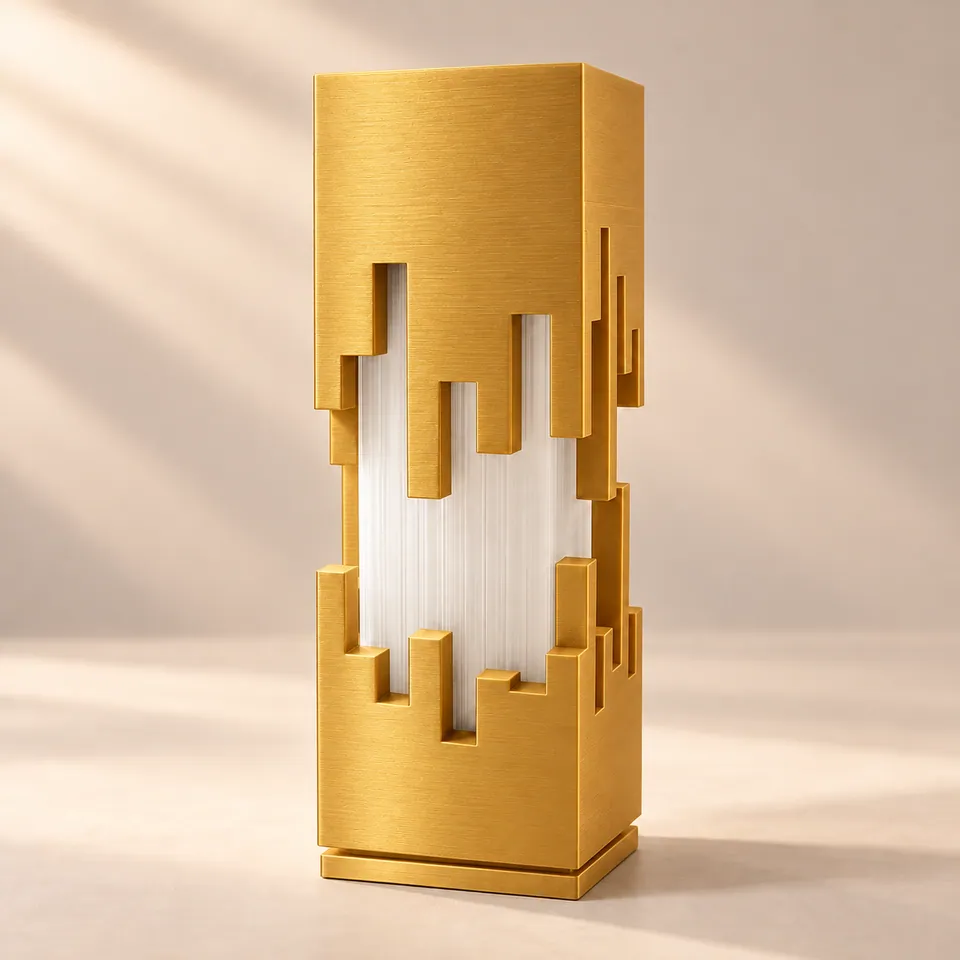 Gold Silk renginde Lumea 3D baskı masa lambası