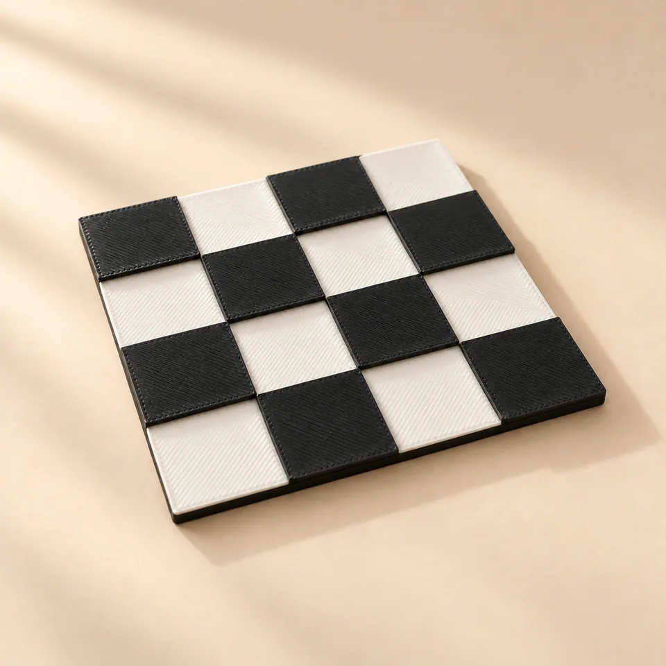 Siyah-Beyaz Silk renklerinde damalı 3D baskı bardak altlığı